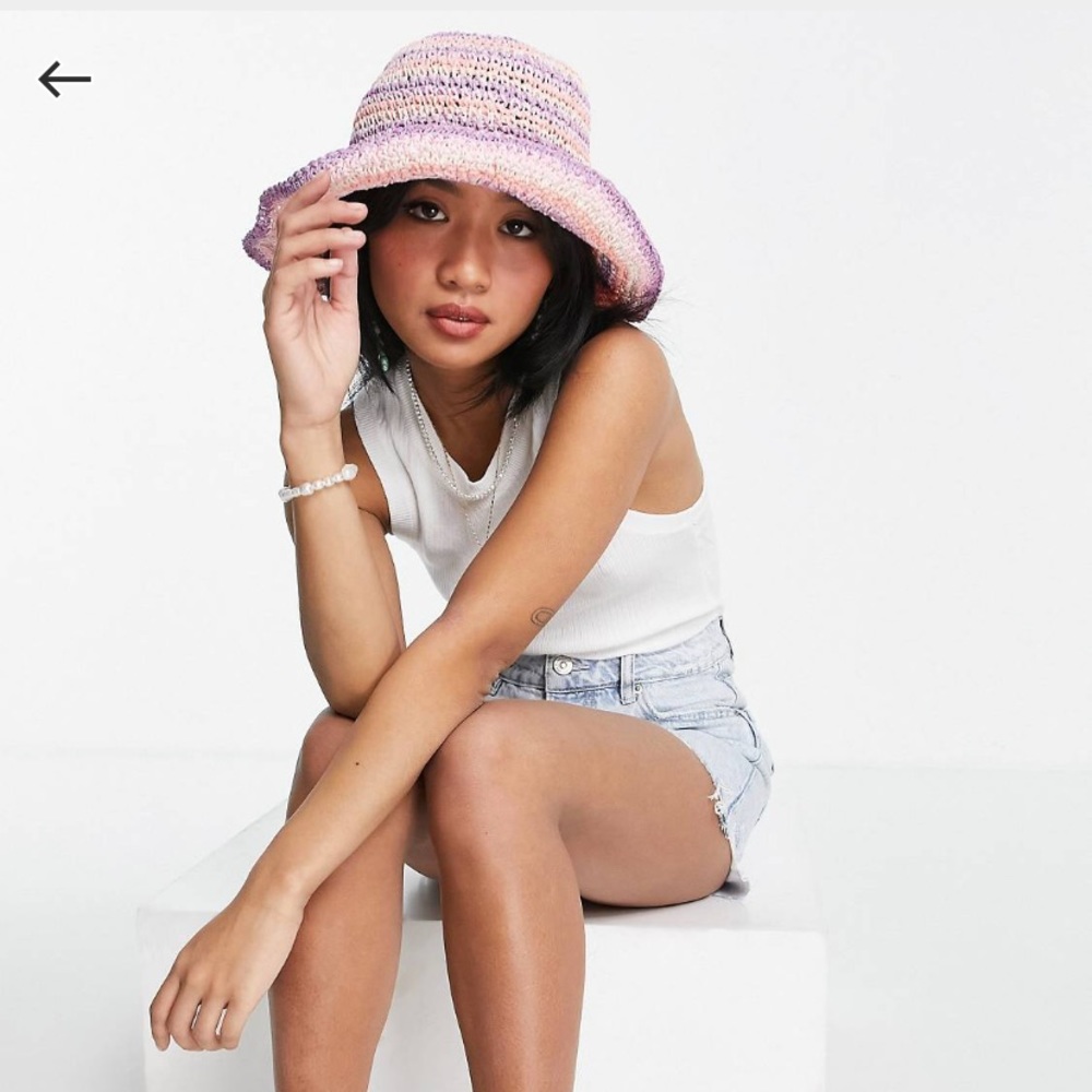 South Beach straw crotchet bucket hat